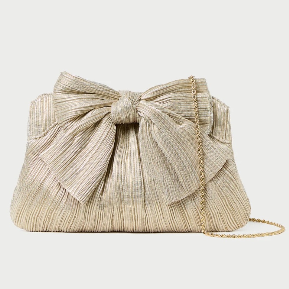 Loeffler Randall Gold Clutch with Bow